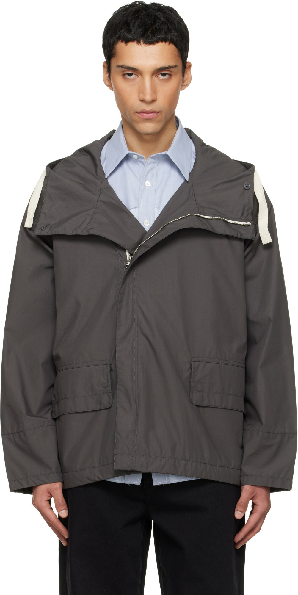 nanamica Gray Hooded Deck Jacket