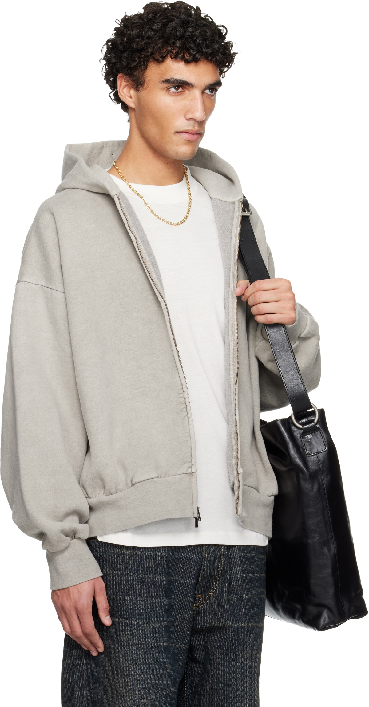 Fear of God ESSENTIALS Gray Holiday Embroidered Classic Full Zip Hoodie
