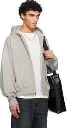 Fear of God ESSENTIALS Gray Holiday Embroidered Classic Full Zip Hoodie