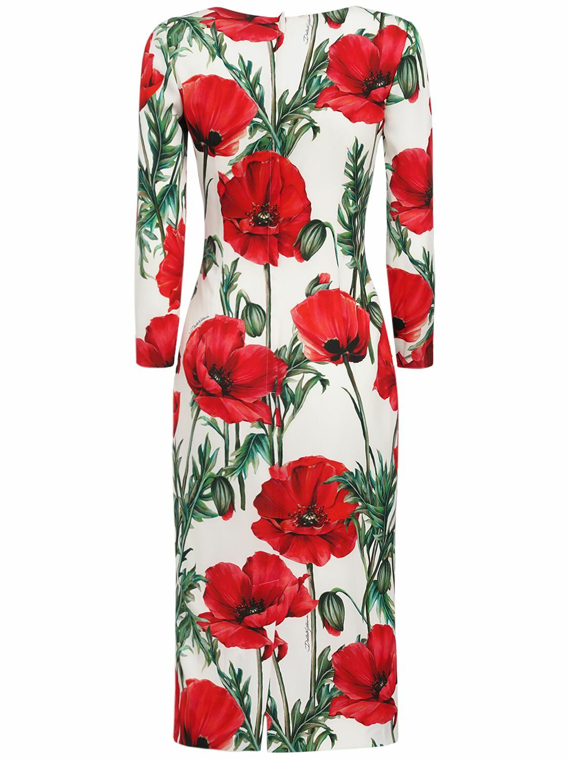 DOLCE & GABBANA - Poppy Print Silk Charmeuse Midi Dress