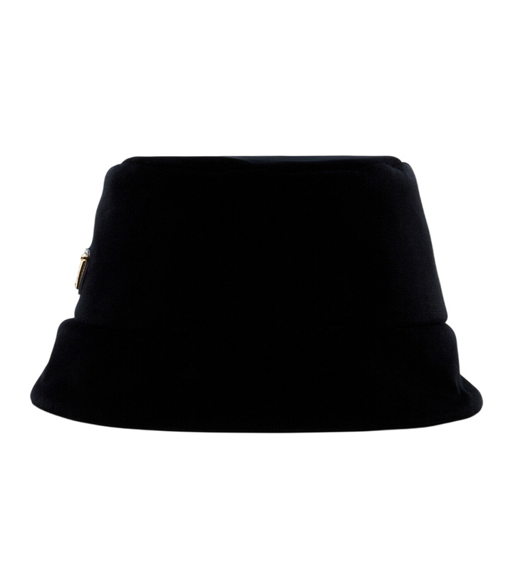 Photo: Prada Logo cotton velvet bucket hat