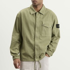 Stone Island Men's Cotton Herringbone Zip Shirt Jacket in Laurel Green