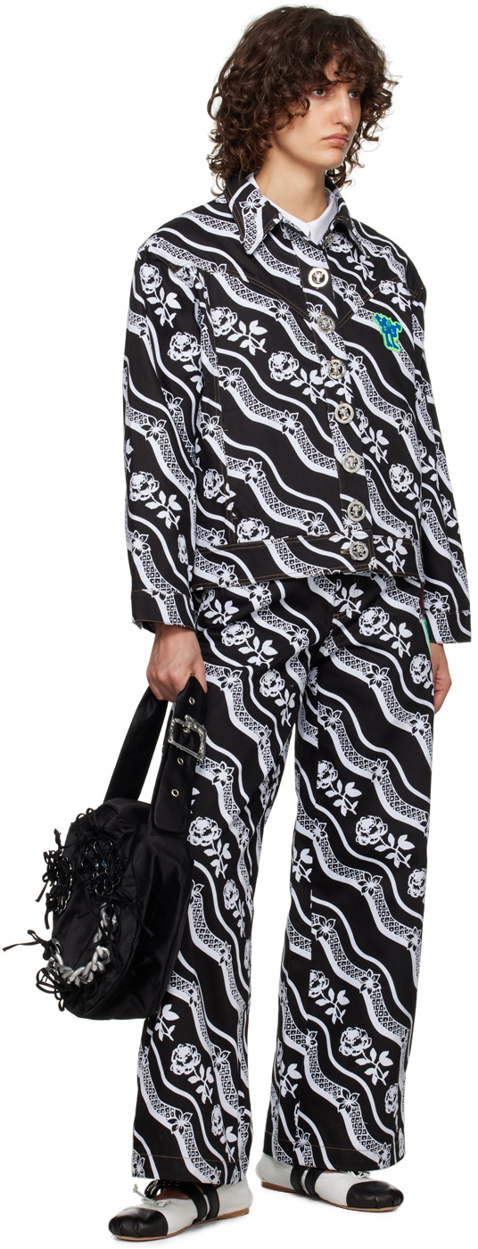 Chopova Lowena Black Larkspur Rose Denim Jacket