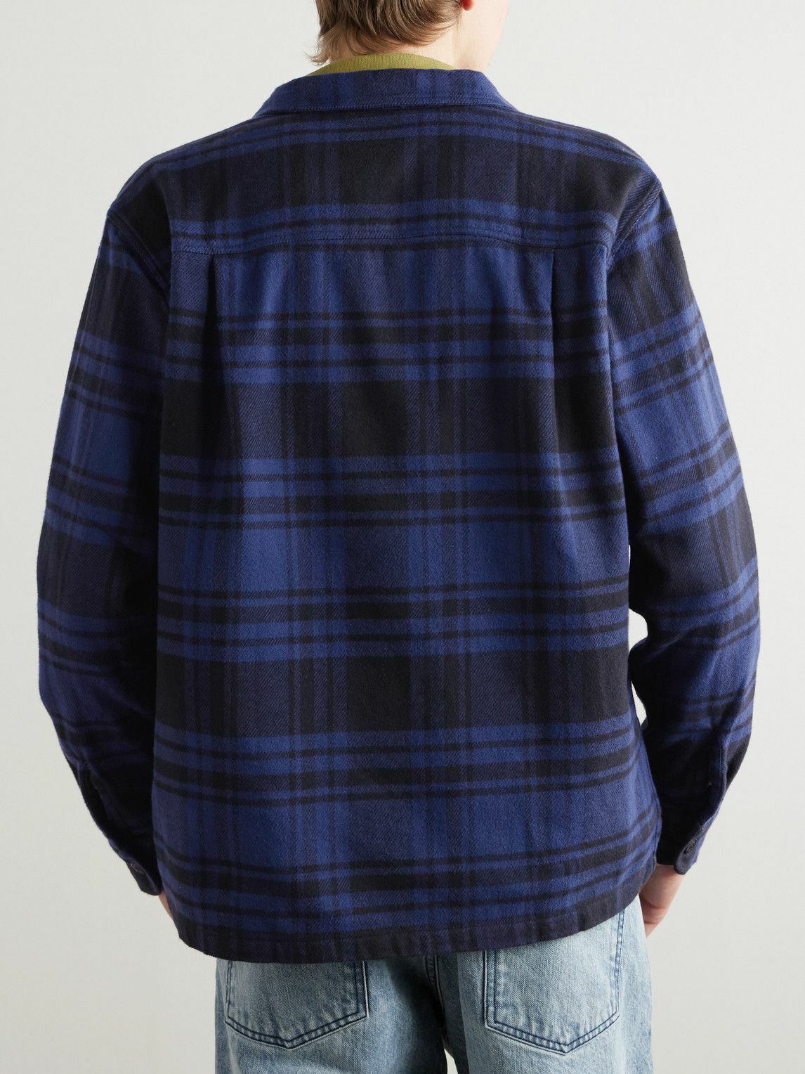 Noah - Cotton-Flannel Zip-Up Overshirt - Blue Noah NYC