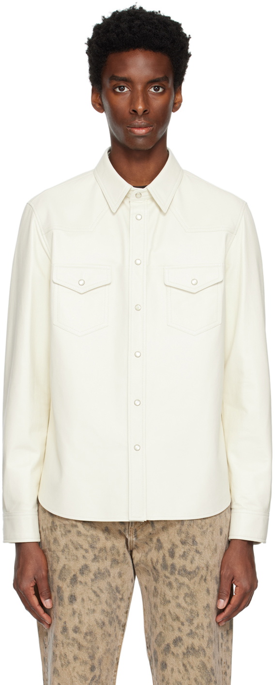 TOM FORD Off-White Press-Stud Leather Jacket TOM FORD
