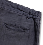 120% - Slim-Fit Linen Drawstring Trousers - Blue