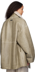 Fear of God Beige Sherpa Shawl Collar Leather Jacket