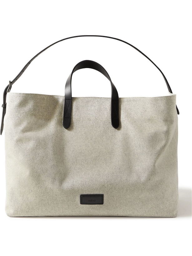 Photo: MISMO - Haven Leather-Trimmed Cotton-Canvas Tote Bag