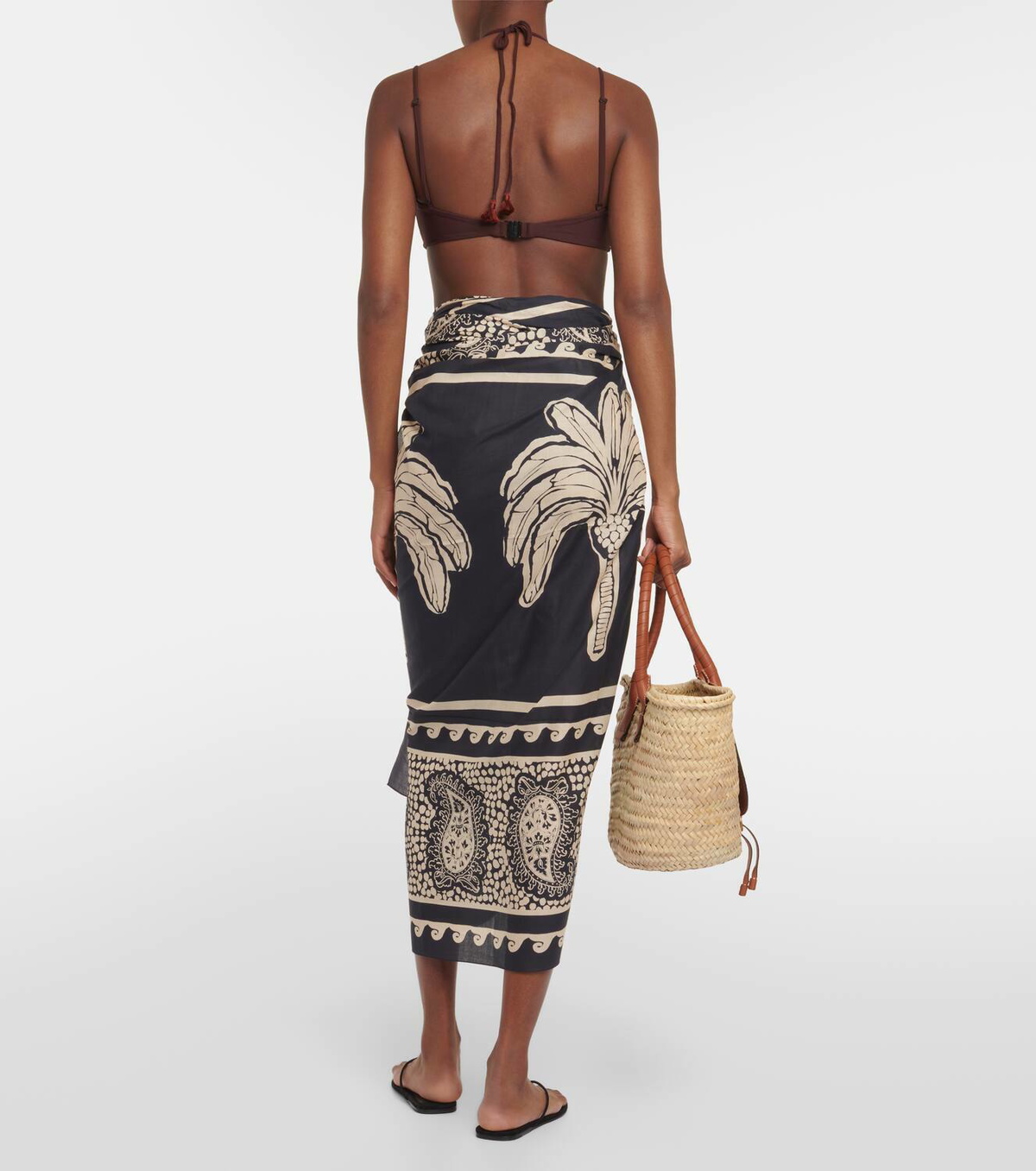 【Johanna Ortiz】プリントコットンビーチ cover-up Cotton printed beach cover-up in brown - Johanna Ortiz