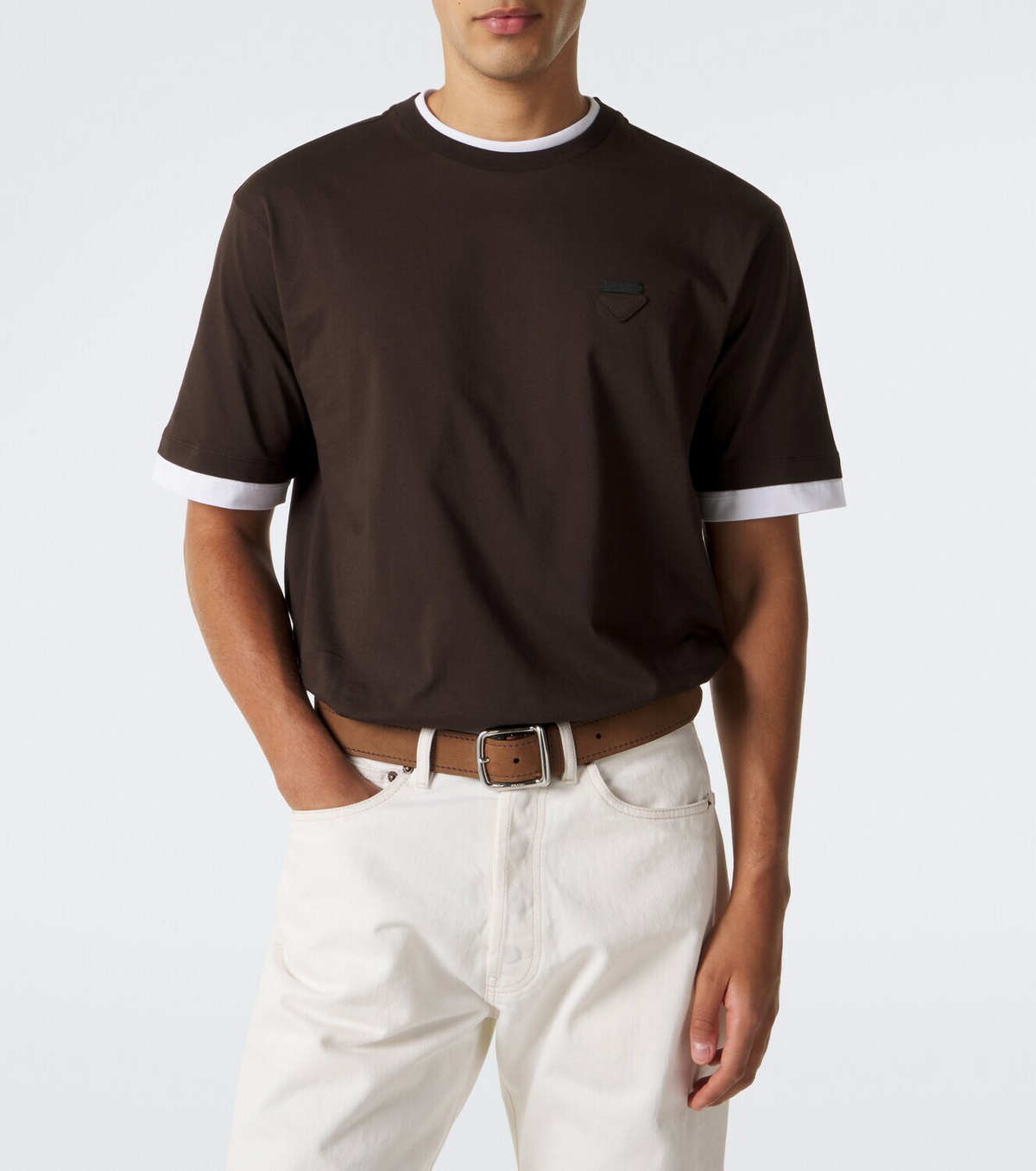 Prada Layered cotton jersey T-shirt