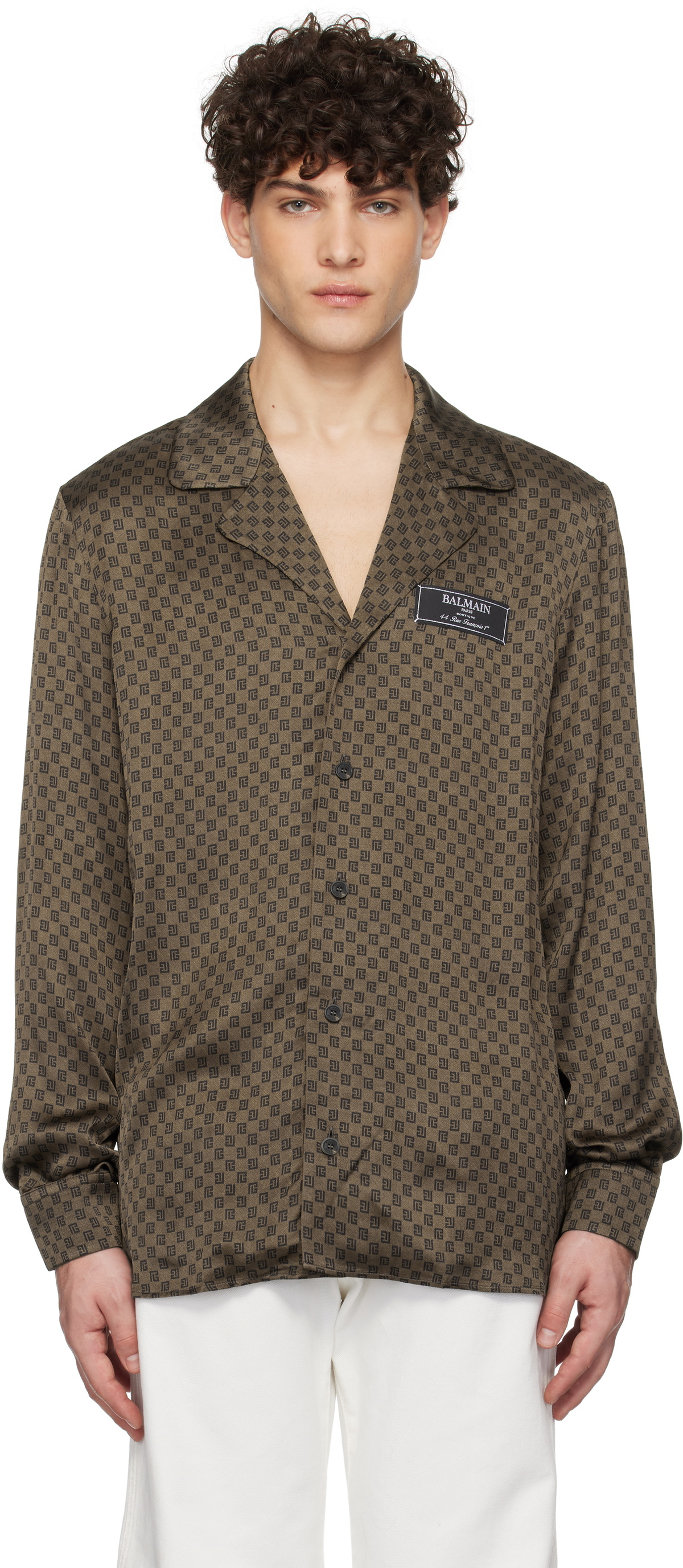 Balmain Brown Monogram Shirt Balmain