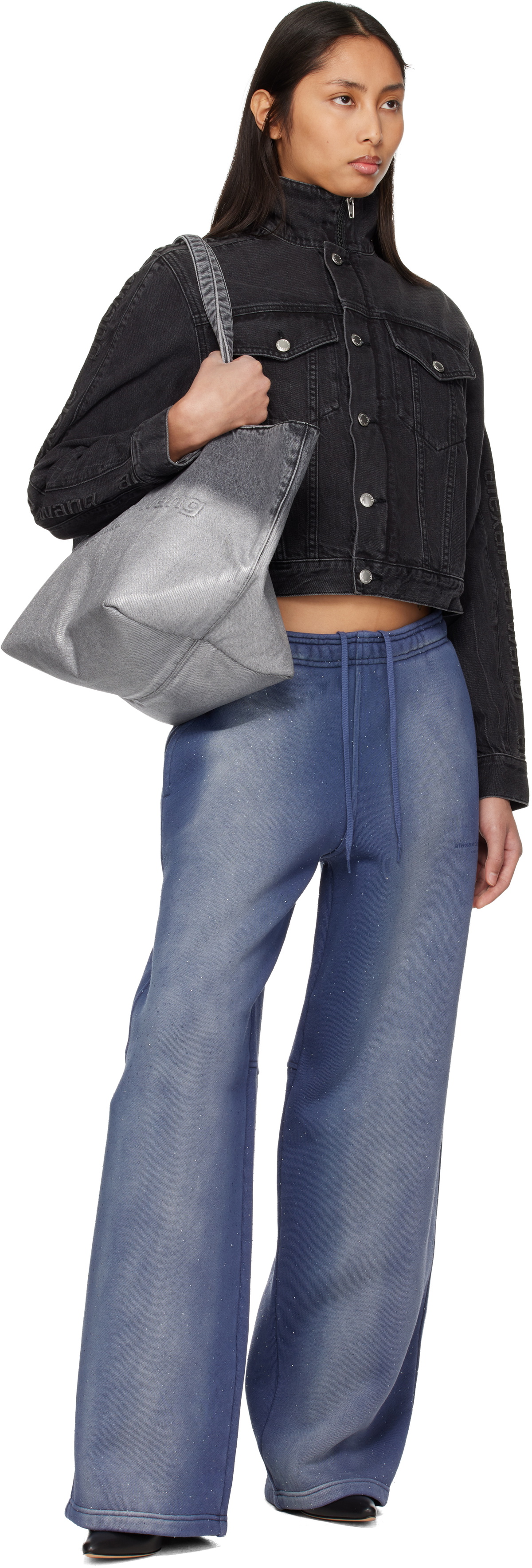 Alexander Wang Gray Denim Punch Large Tote