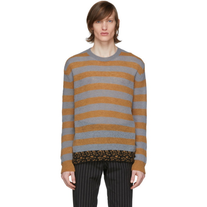 Photo: Dries Van Noten Grey and Orange Striped Sweater