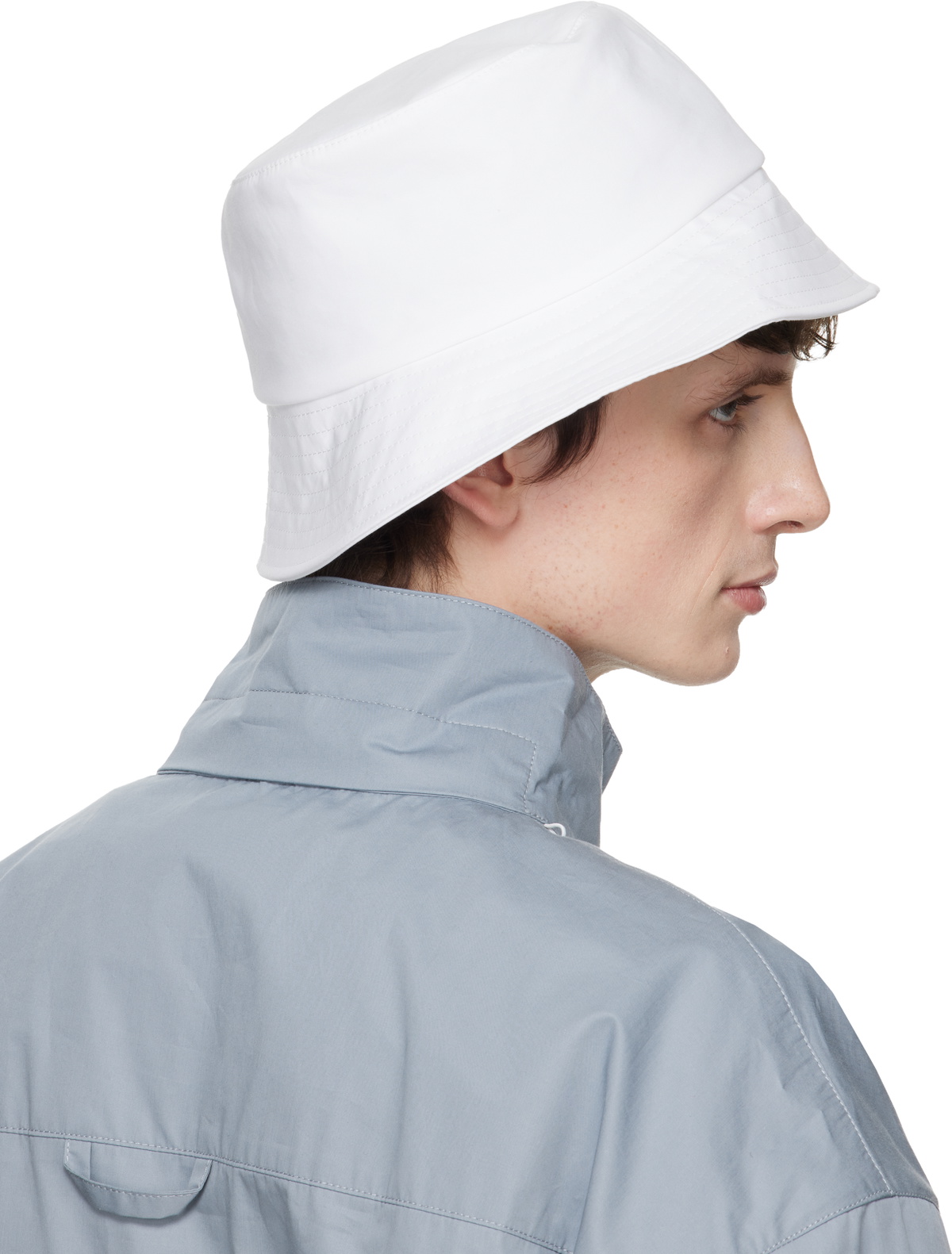 Rier White Cotton Bucket Hat