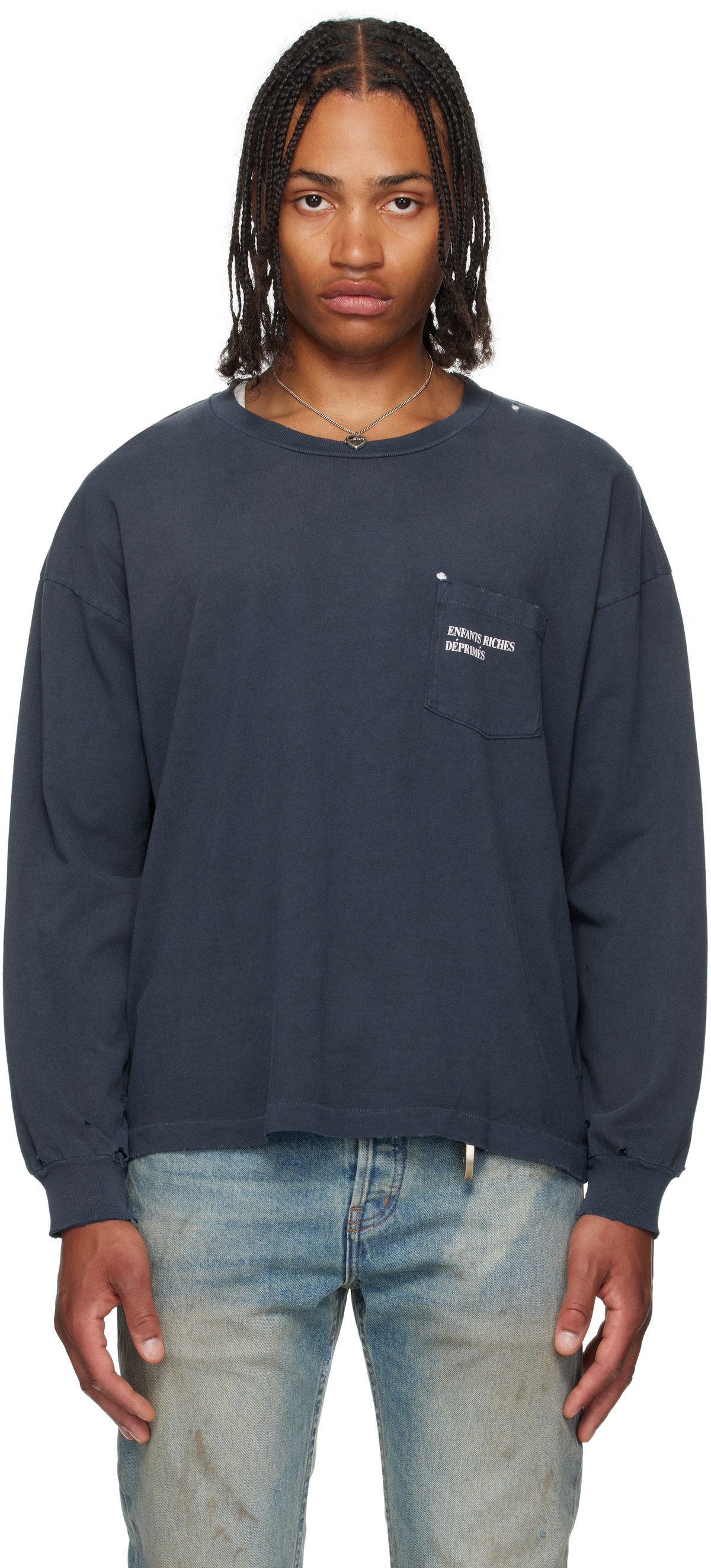 Enfants Riches Déprimés Navy Classic Logo LS T-shirt Enfants