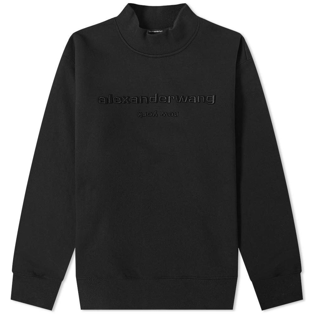 Shop Alexander Wang Cropped Embroidered Mockneck Sweatshirt