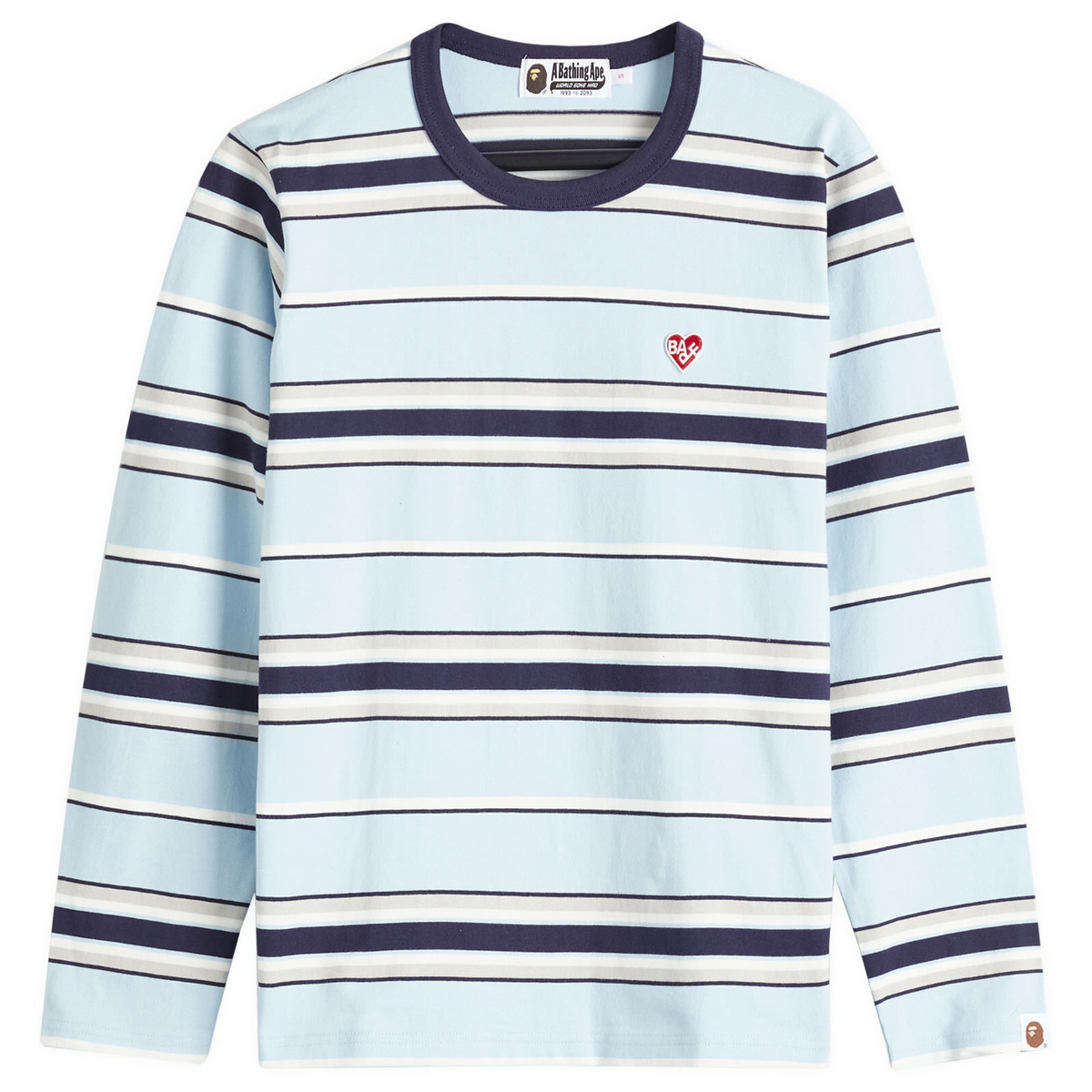 A Bathing Ape Women's One Point Stripe Long Sleeve T-Shirt in Sax