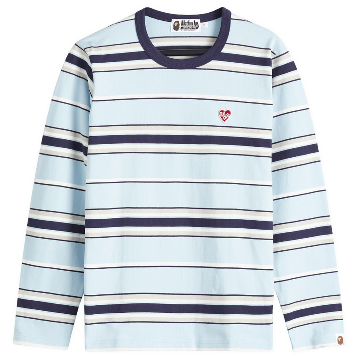 Photo: A Bathing Ape Women's One Point Stripe Long Sleeve T-Shirt in Sax