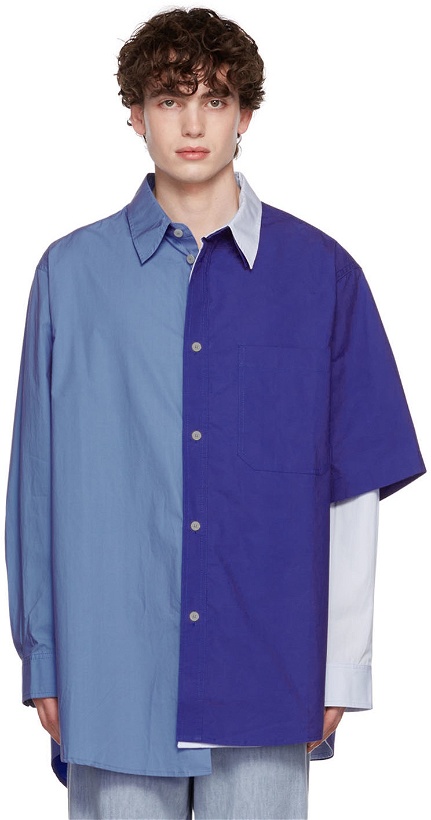 Photo: Hed Mayner Blue Layered Shirt