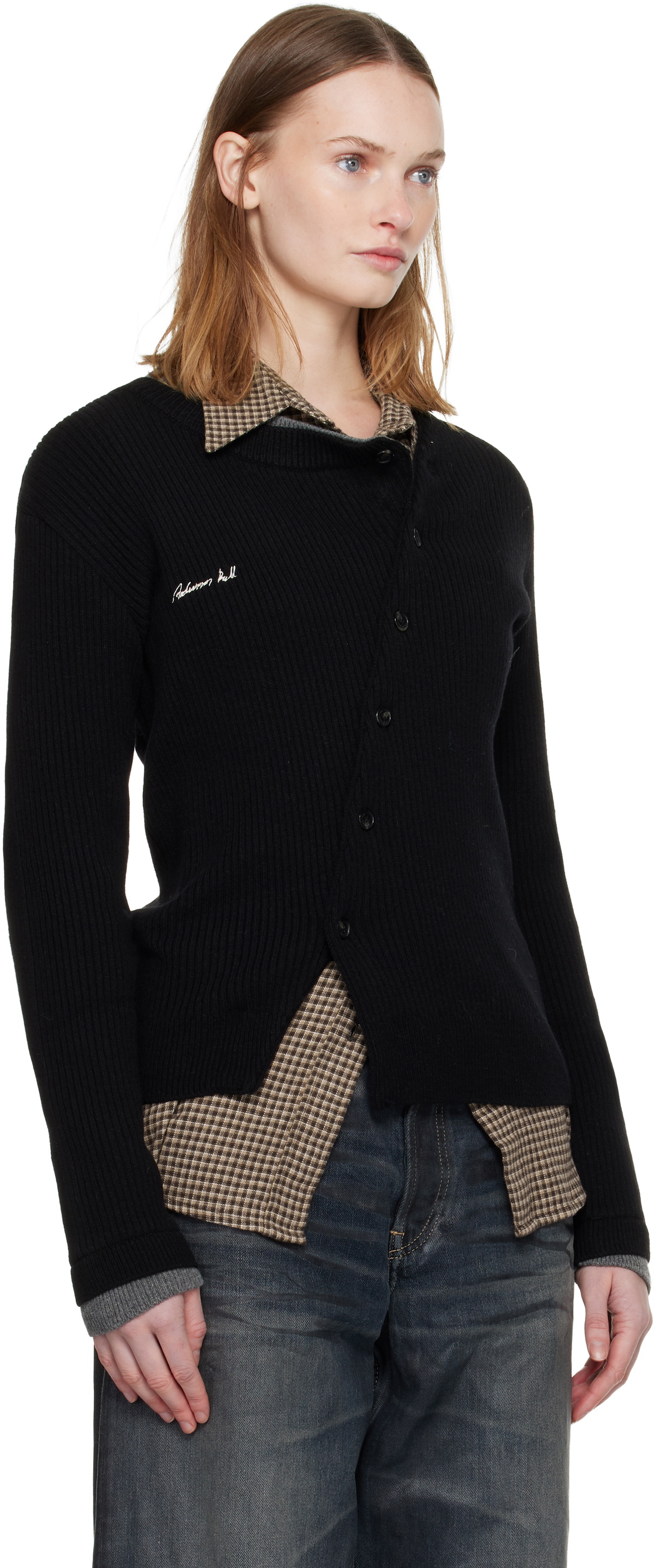 Andersson Bell Black Button Slim Knit Cardigan