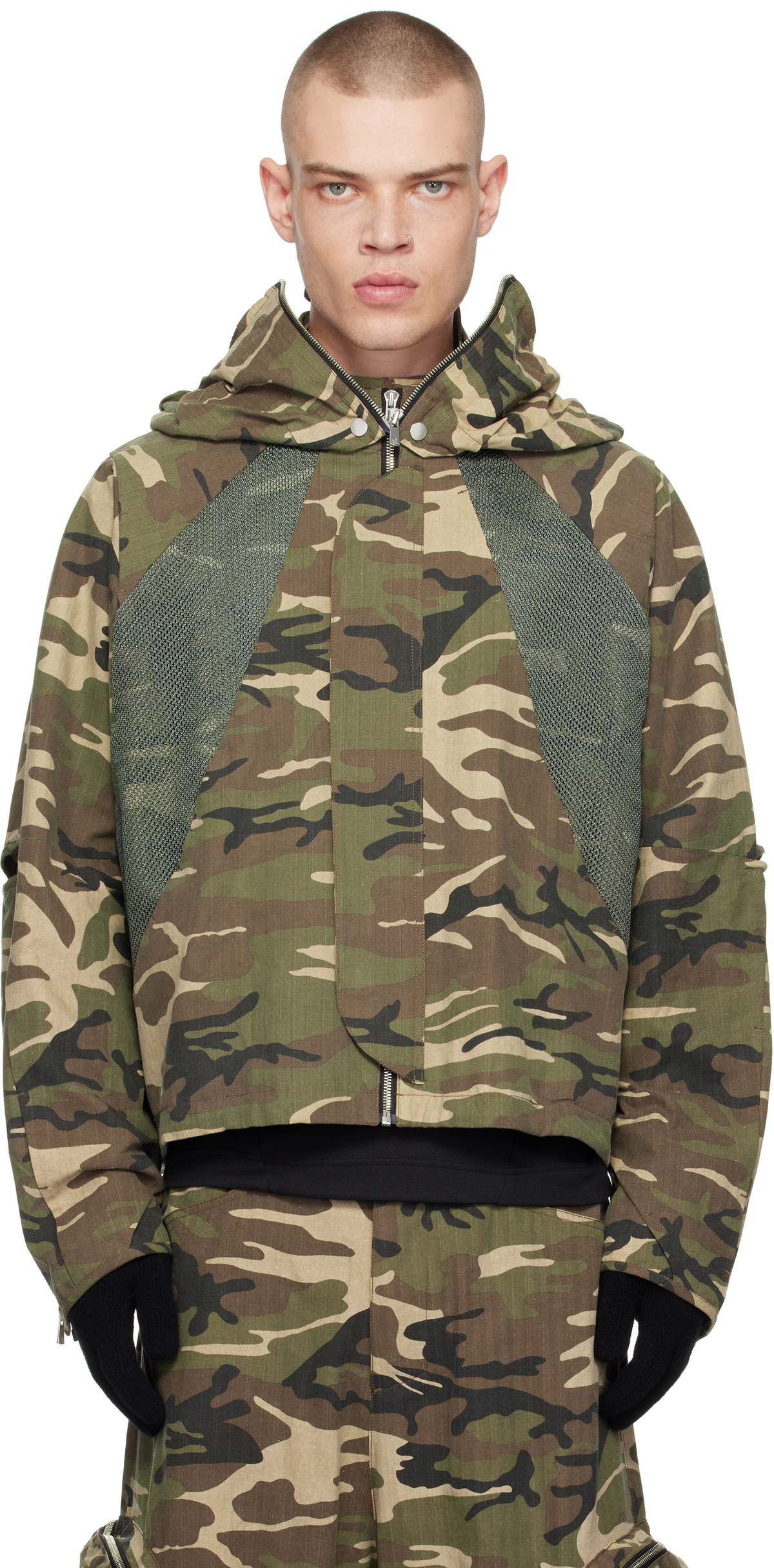 FFFPOSTALSERVICE Khaki Camouflage Parachute Hooded V2 Jacket