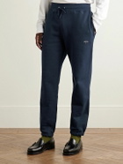 Noah - Core Tapered Logo-Embroidered Cotton-Jersey Sweatpants - Blue