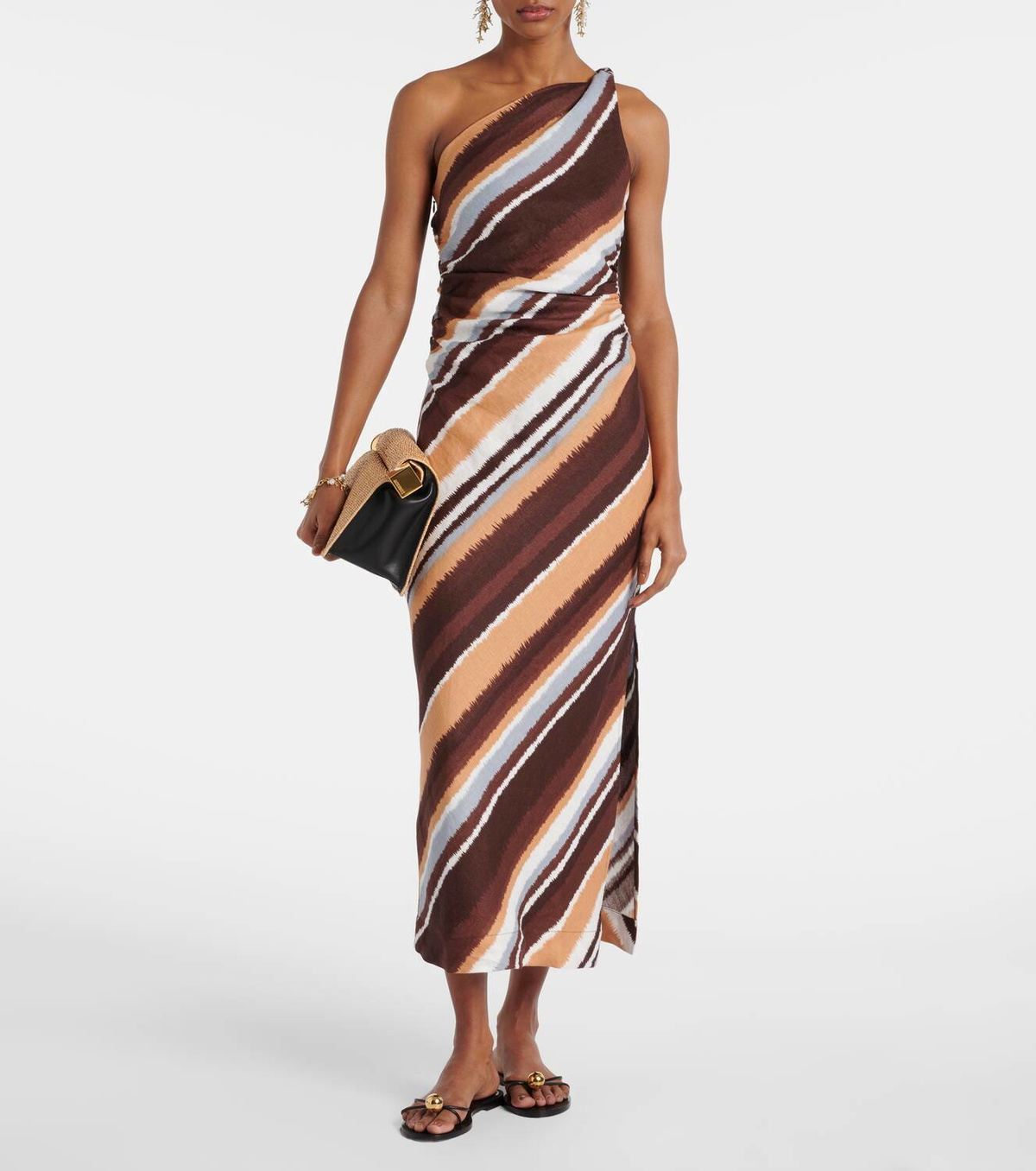 Faithfull Marga striped one-shoulder linen maxi dress Faithfull