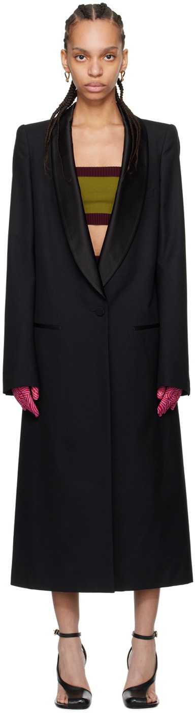 Dries Van Noten New Black Silver & Bronze Brocade Coat M