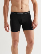 CALVIN KLEIN UNDERWEAR - Three-Pack Stretch-Cotton Boxer Briefs - Black