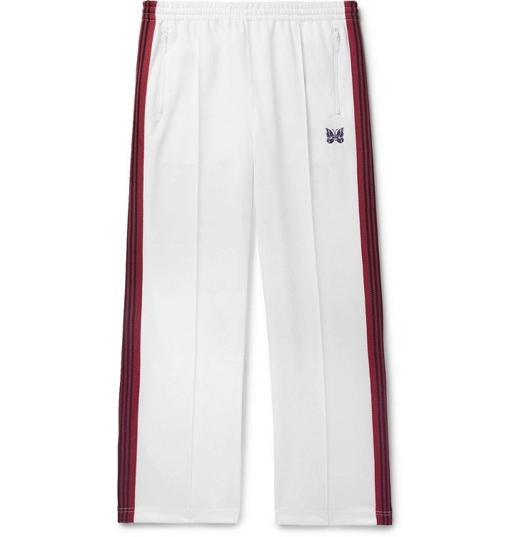 Photo: Needles - Embroidered Striped Satin-Jersey Track Pants - White