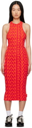 Marc Jacobs Red 'The Monogram Racer Rib Dress' Midi Dress