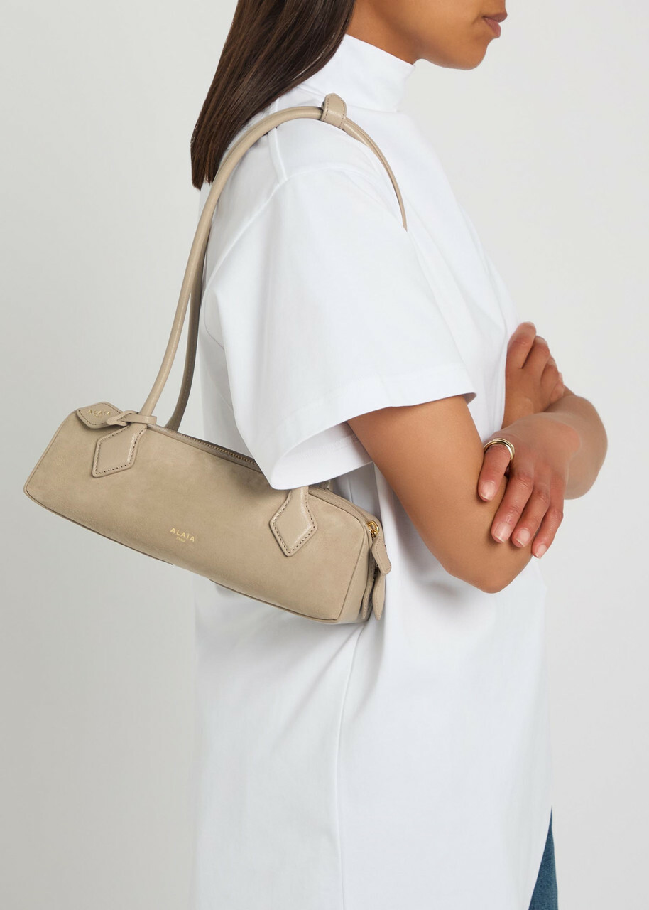 Alaïa Le Teckle Small Leather and Suede Shoulder bag - Grey - One Size
