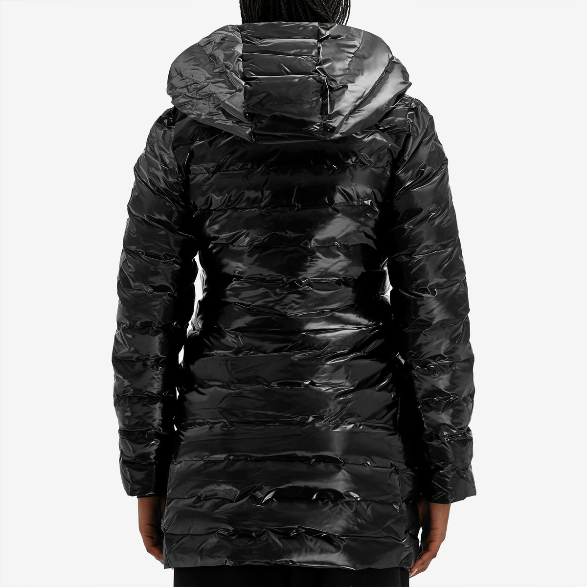 Rains Women's Lohja Long Curve Puffer Jacket in Night