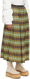 R13 Green Kilt Maxi Skirt