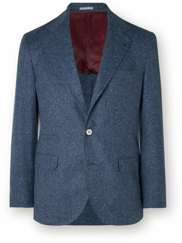 Photo: Brunello Cucinelli - Silk, Wool and Cashmere-Blend Tweed Suit Jacket - Blue