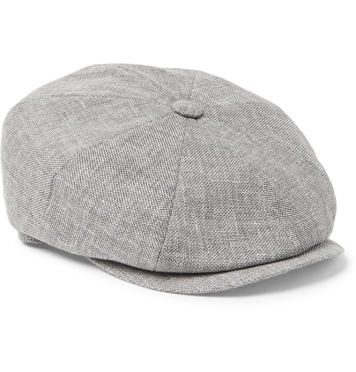 Photo: Brunello Cucinelli - Linen, Wool and Silk-Blend Tweed Flat Cap - Gray