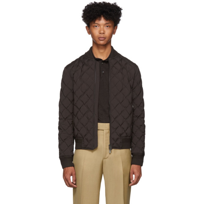 Photo: Ermenegildo Zegna Brown Down Quilted Bomber Jacket