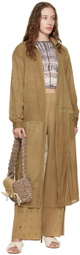 Luna Del Pinal Khaki Triple Embroidered Maxi Dress