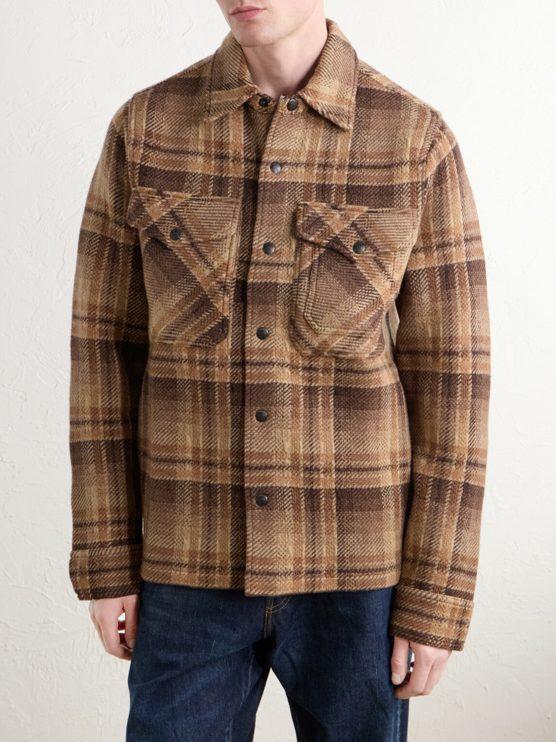 RRL - Checked Jacquard-Knit Wool Jacket - Brown