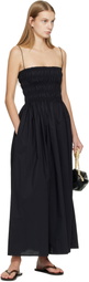 Matteau Black Shirred Bodice Midi Dress