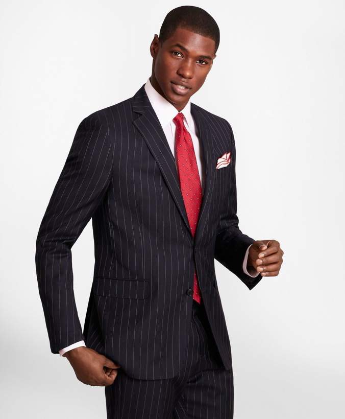 Photo: Brooks Brothers Men's Regent-Fit Bead-Stripe Twill Suit Jacket | Navy