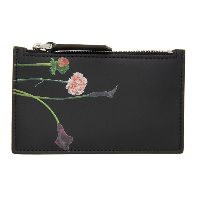 Photo: Valentino Black Valentino Garavani Floral Zip Card Holder