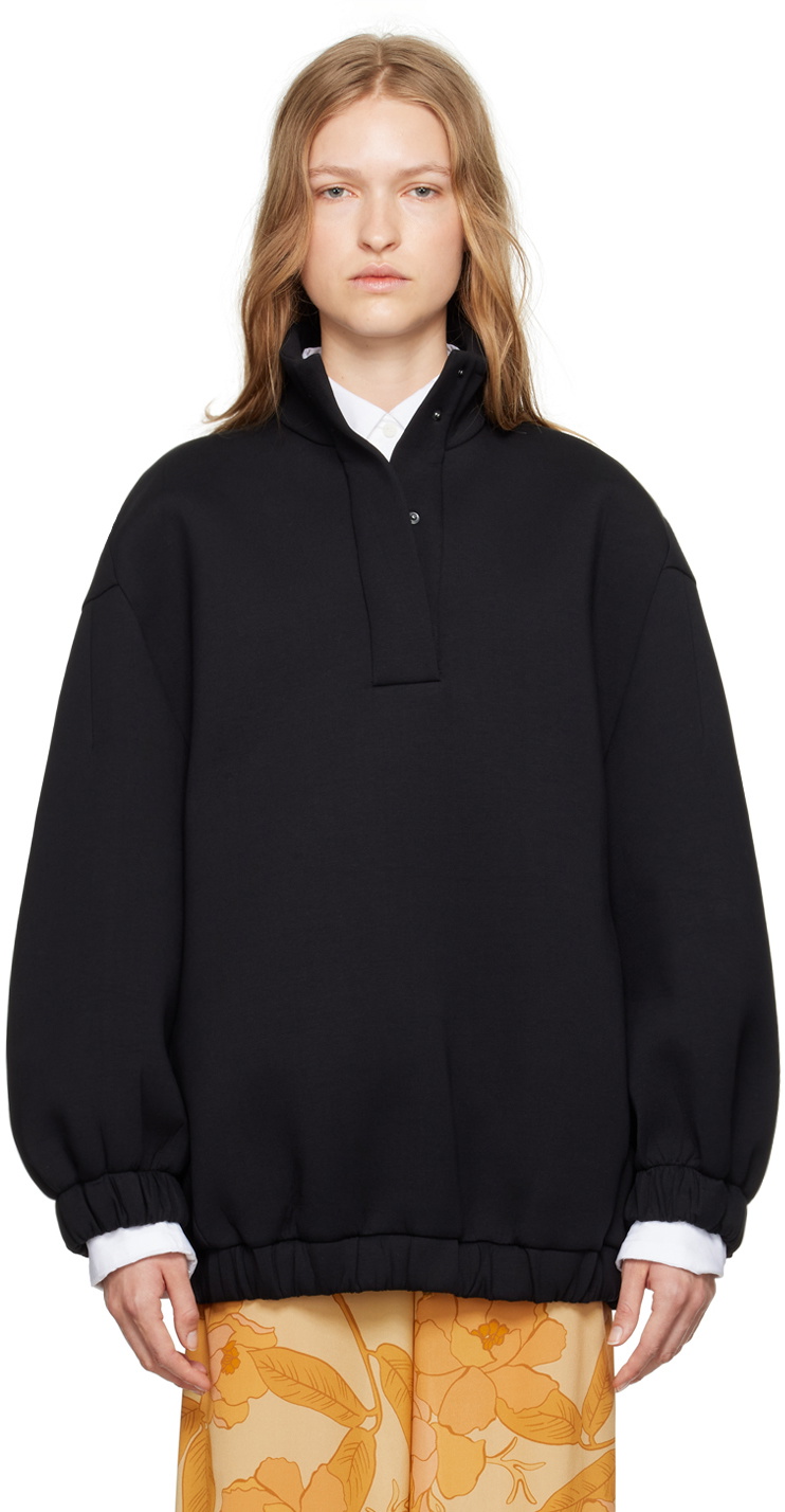 Dries Van Noten スウェット Dries Van Noten Black Stand Collar Sweatshirt Dries Van Noten