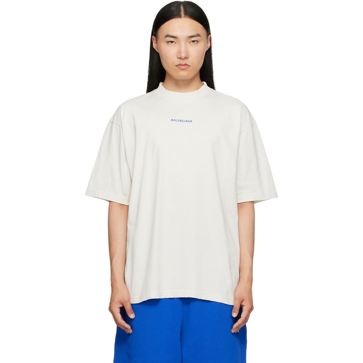 Balenciaga Men's Offshore Vintage Longsleeve T-Shirt in Faded
