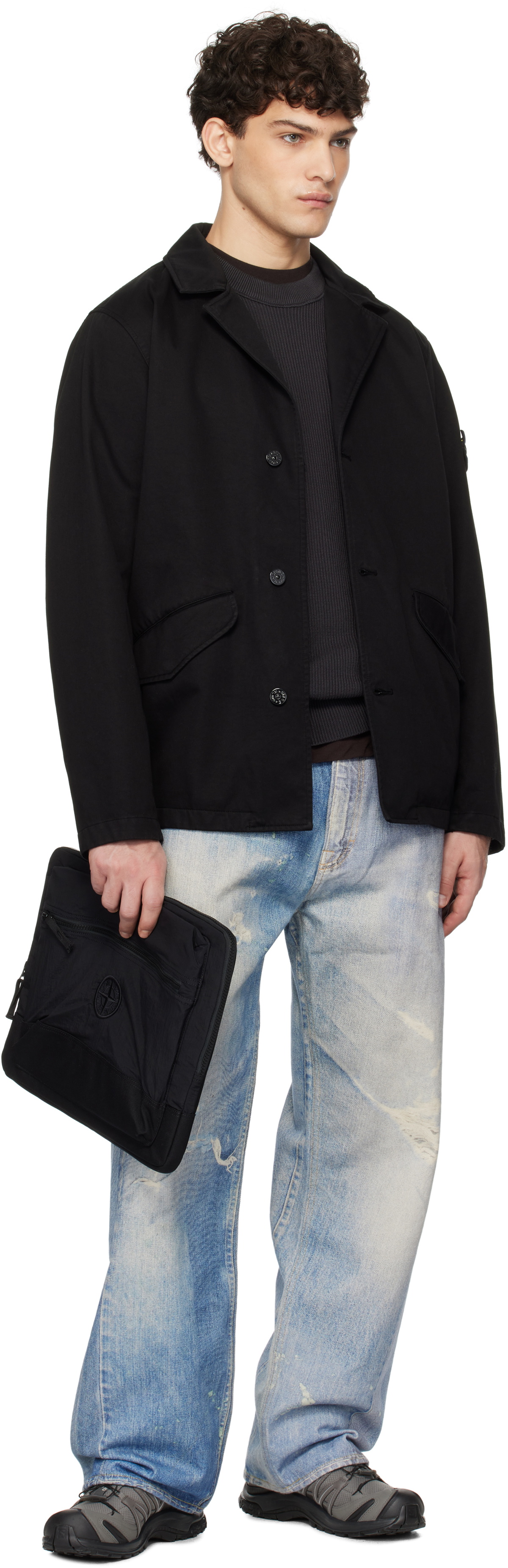 Stone Island Black Nylon Metal Laptop Case Stone Island