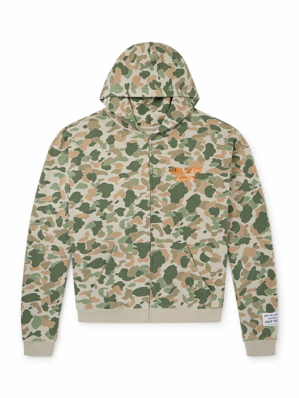 Photo: Gallery Dept. - Logo-Print Camouflage Cotton-Jersey Zip-Up Hoodie - Green