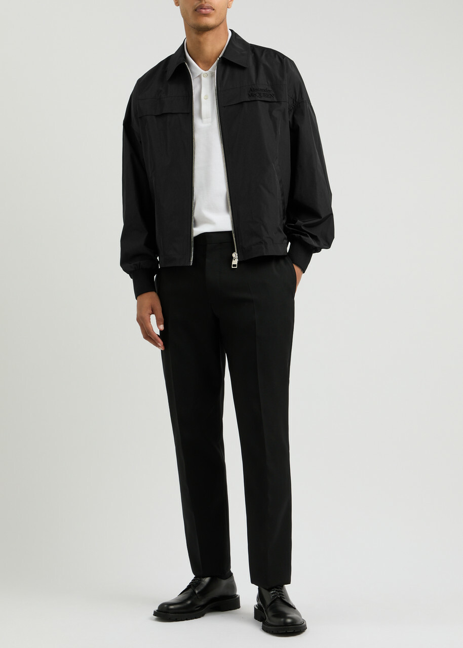 Alexander Mcqueen Logo-embroidered Shell Jacket Black Alexander