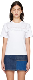 See by Chloé White Broderie Detail T-Shirt