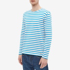 Armor-Lux Men's 59654 Long Sleeve Organic Stripe T-Shirt in Milk/Royal Blue