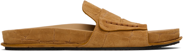 Photo: JACQUEMUS Tan Suede Loafer Sandals